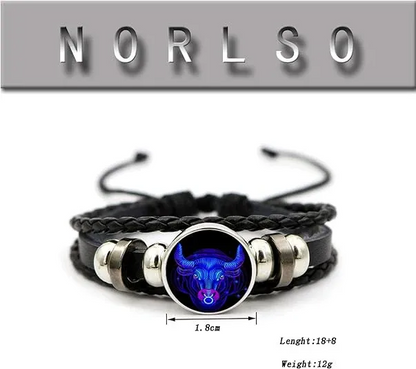 🔥 Constellation Guardian Black Leather Bracelet Adjustable