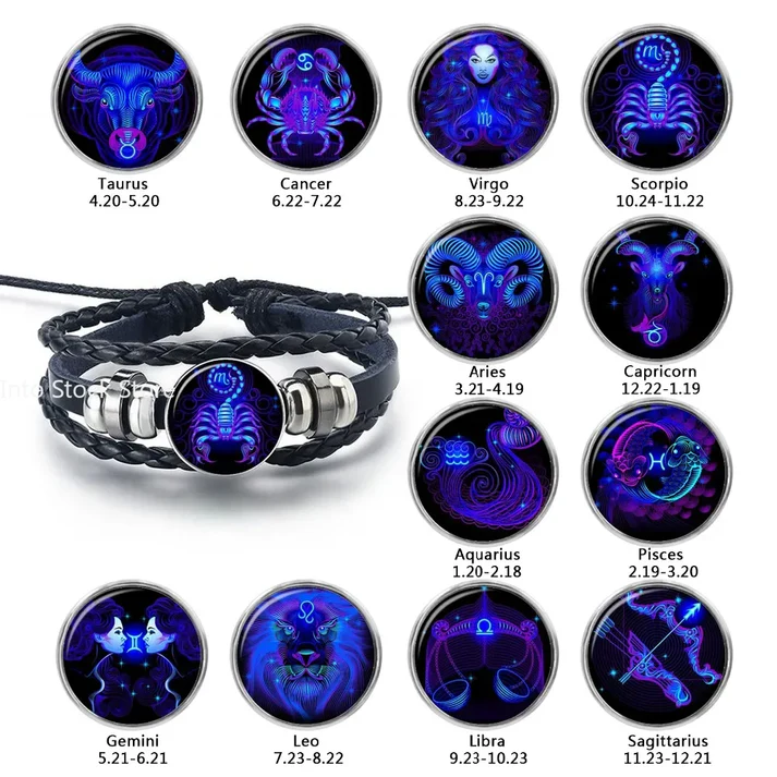🔥 Constellation Guardian Black Leather Bracelet Adjustable