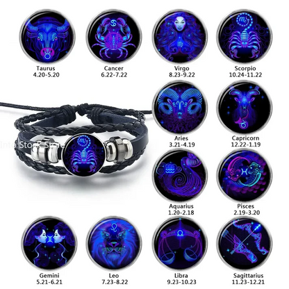 🔥 Constellation Guardian Black Leather Bracelet Adjustable