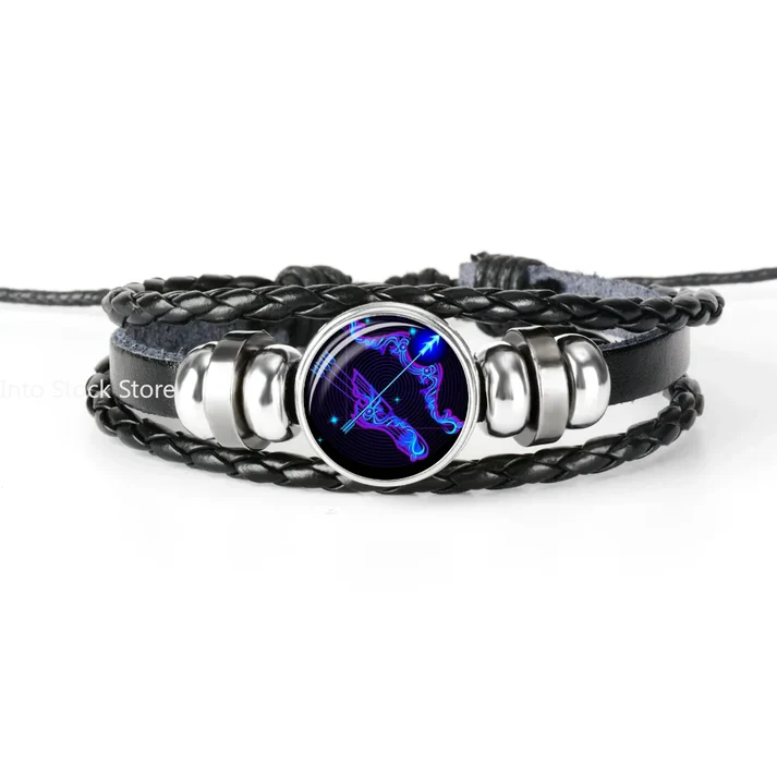 🔥 Constellation Guardian Black Leather Bracelet Adjustable
