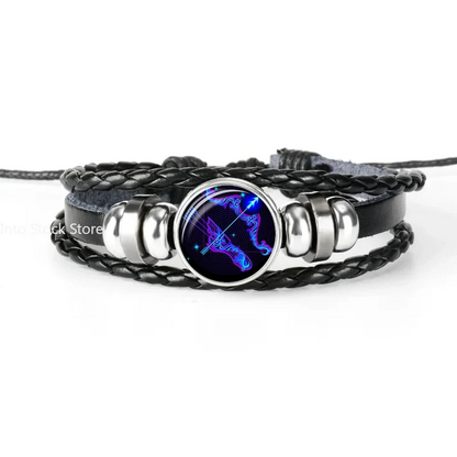 🔥 Constellation Guardian Black Leather Bracelet Adjustable