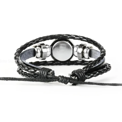 🔥 Constellation Guardian Black Leather Bracelet Adjustable