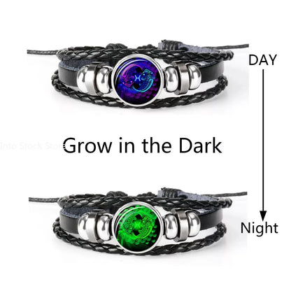 🔥 Constellation Guardian Black Leather Bracelet Adjustable
