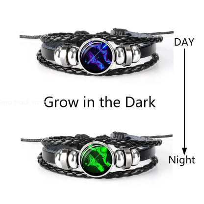 🔥 Constellation Guardian Black Leather Bracelet Adjustable