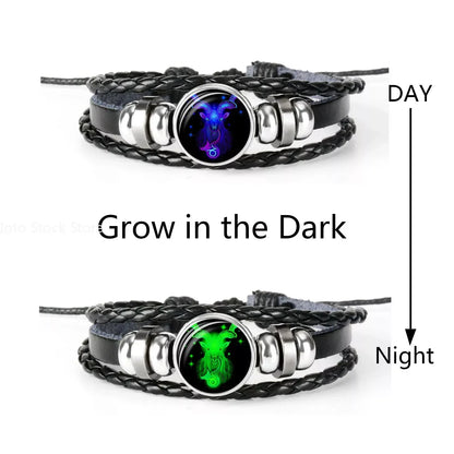 🔥 Constellation Guardian Black Leather Bracelet Adjustable